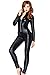 Leg Avenue Women's Wet Look Zipper Front Cat Suit, Black, X-Large