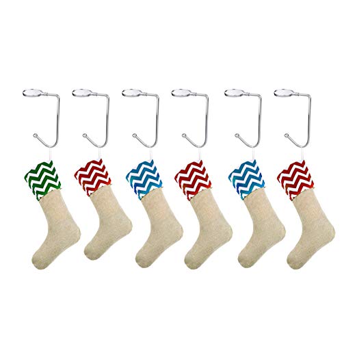 Frjjthchy Christmas Stocking Hanger MantleClip Hook Hanger with Skidproof Design for Christmas Decoration (6 Pack)