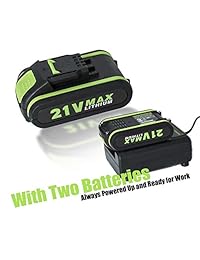 Inspiritech - Destornillador controlador inalámbrico de 21 V con 2 baterías de iones de litio y cargador, velocidad variable de 3 8 pulgadas, sin llave, 16 posiciones de embrague, luz LED frontal, 12 accesorios