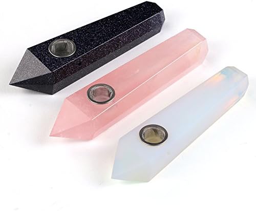 3pc Tubes, High-Quality Natural Rose Quartz and Opal and Blue Sandstone, 5Pcs Screen+1Pc Brush for Free, 4-4.5Inchs