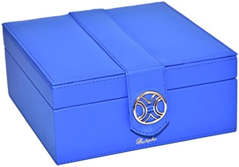 Richpiks Premium Collection Two Layered Ring EarringJewelry Organization Box with Mirror Sea Blue Color(PI-417)
