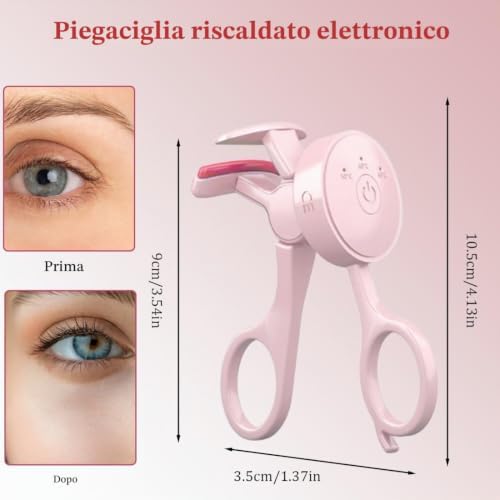 Piegaciglia Riscaldato, piegaciglia professionale, piegaciglia elettrico con ricarica, Elettrico Ricaricabile Riscaldamento Rapido in 8s e 24H di Lunga Durata,per il trucco degli occhi, Eyelash curler