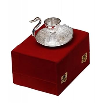GoldGiftIdeas Silver Plated Small Duck Kankavati Pooja Thali Set, Pooja Articles for Home, Pooja Items, Return Gift