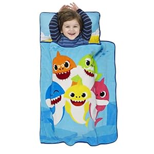Baby Shark Toddler Nap Mat – Includes Pillow and Fleece Blanket – Great for Boys and Girls Napping at Daycare, Preschool…