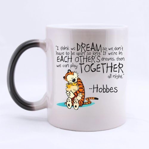 Calvin And Hobbes Custom Morphing Mug Coffee Tea Milk Hot Cold Heat Sensitive Color changing Black and White 11 Oz Ceramic Mug By LGDZ Mug