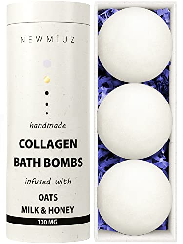 Creamy Collagen Bubble Bath Bombs with Oatmeal Milk Honey Essential Oils Luxurious Bath Gift Dry Skin Nourishment Indulge in A Blissful Bathing Spa