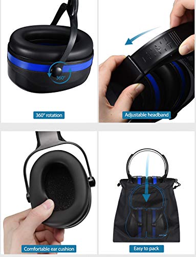 Mpow [Upgraded] Noise Reduction Safety Ear Muffs, SNR 36dB Shooting Hunting Muffs, Hearing Protection with a Carrying Bag, Ear Defenders Fits Adults To Kids with Twist Resistant Headband- Dark Blue - Thumbnail 2