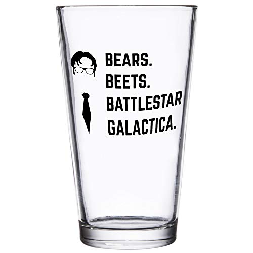 Bears Beets Battlestar Galactica Funny 16oz Beer Pint Glass for Men or Women - Inspired By TV Show The Office Quote - Unique Birthday Gift For Dwight Schrute Fans - Dunder Mifflin Christmas Present - Thumbnail 4