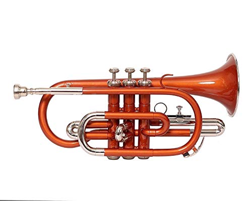BRAND NEW ORANGE NICKEL FINISH Bb FLAT CORNET TRUMPET +FREE CASE+MOUTHPIECE