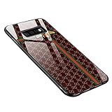 Anyos Compatible with Galaxy S10 Plus Case, Tempered Glass Pattern Painted Mirror Bumper Cover for Galaxy S10+ (Dark Bee Lattice)