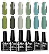 NAILGIL Gel Nail Polish Set Green, 6 Colors Soak Off Olive Turquoise Sage Nail Gel Mint Army Teal...