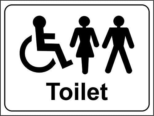 Lilyanaen New Metal Sign Aluminum Sign Multi Use Male Female and Disabled Toilet Sign for Outdoor & Indoor 12" x 8"