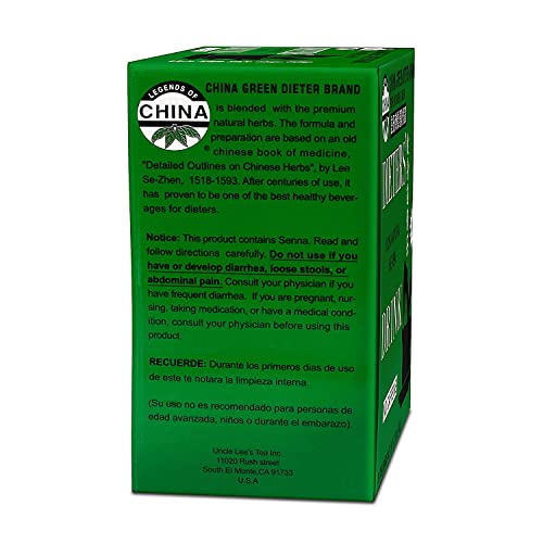 China Green Dieters Tea by Uncle Lee Detox Tea With Senna Laxative, Constipation Relief For