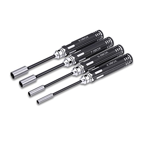 VGEBY1 Accessories 4pcs Hex Socket Nut Driver Set, 4.0MM, 5.5MM, 7.0MM, 8.0MM Parts for RC Cars Model Airplanes Adapter for Power Tools Model Toy