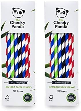 The Cheeky Panda Bamboo Paper Straws Multicoloured Pack of 2