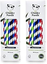 The Cheeky Panda Bamboo Paper Straws Multicoloured Pack of 2