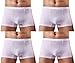 YuKaiChen Men's Ice Silk Underwear Seamless Short Boxer Briefs White 4-Pack L
