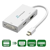 RatSmart 3-in-1 Mini DisplayPort to HDMI DVI VGA Adapter Mini DP Converter Thunderbolt to HDMI Cable [Supports Apple iMac and MacBook, Surface, Chromebook, Projector, PC etc]