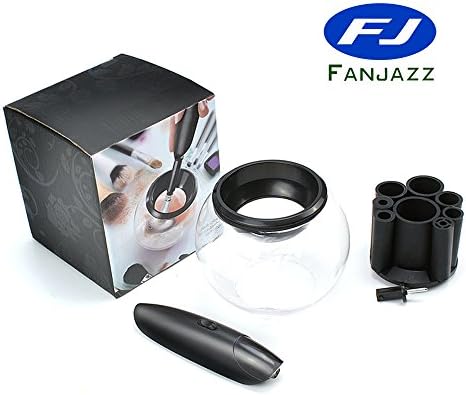 Makeup Brush Cleaner FanJazz - Completely Clean and Dry All Size Makeup Brushes Rotation Auto Electric Makeup Brushes Cleaner in Just Three Easy Steps and Quick - Black
