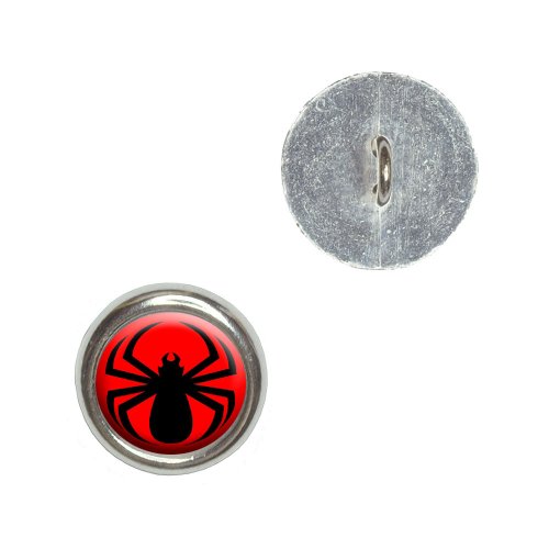 Spider Black on Red Metal Craft Sewing Novelty Buttons - Set of 4