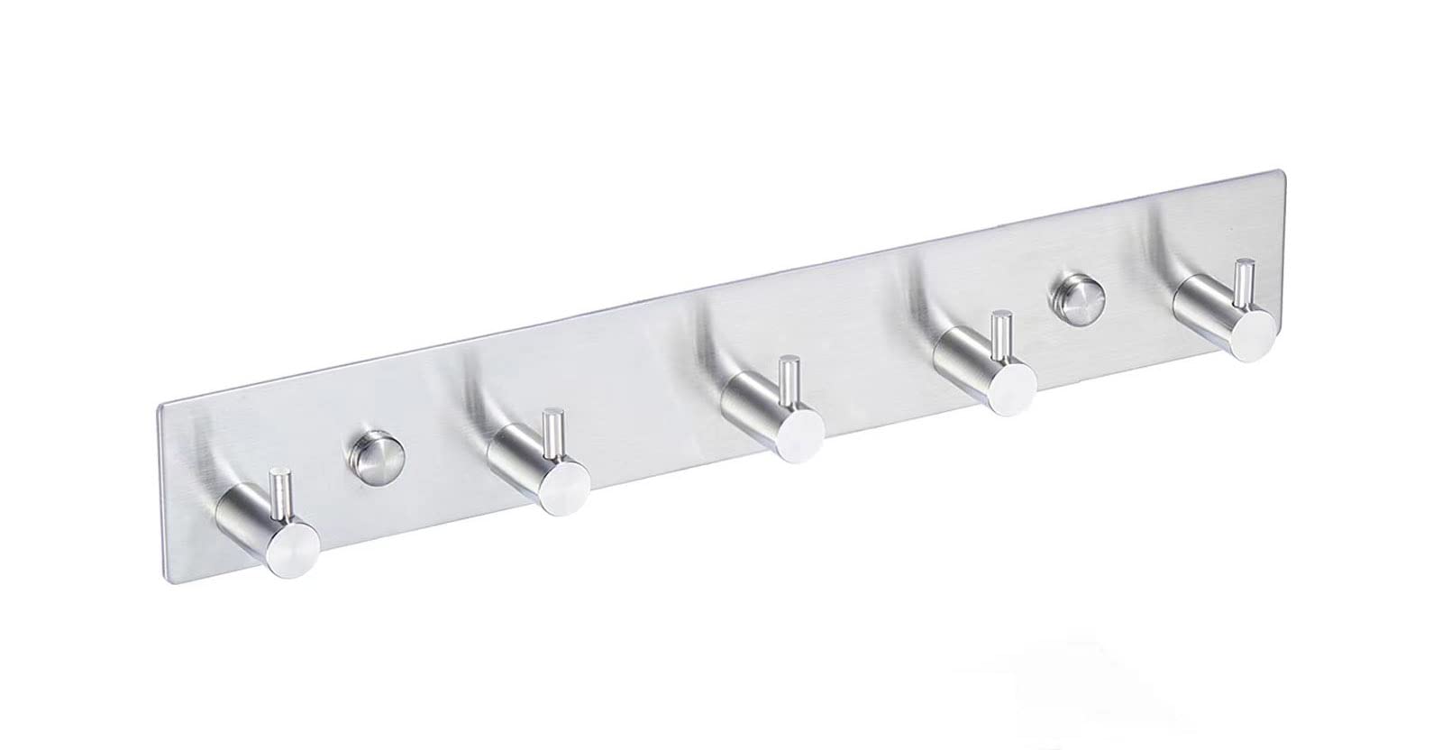 QNIIAED Coat Hooks Wall Mounted,Multipurpose Stainless Steel Screw in Door Hook Metal Heavy Duty Coat Rack Row of Hook Hanger Towel Robe Clothes Hat Hook for Bathroom Bedrooms(Brushed Silver 5 Hooks)