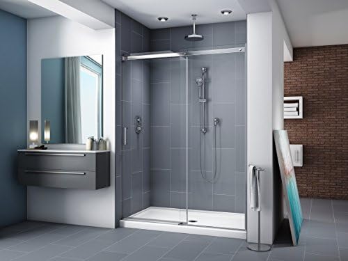 Fleurco Apollo 45" to 48" W x 75" H In-line 48 Frameless Sliding Shower Door and fixed panel 1/4” 6 mm Tempered Clear Glass Chrome Finish NA48-11-40
