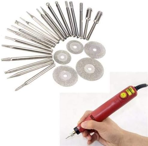 Universalmart 25pcs Diamond Coated Rotary Burrs and Wheel Set, Silver