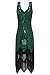Metme Women's 1920s Vintage Flapper Fringe Beaded Great Gatsby Party Dress Green