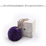 Miss Fong 120 DB Self Defense Keychain Personal Alarm for Security with Rabbit Fur Ball Pom Pom,Bag/Purse Clip (PPS-23K) Purple