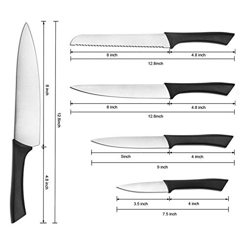 Vestaware Knife Set/Kitchen Knvies,Kitchen Knife Set with Carving Utility Chef Bread and Paring Knives - 5 Piece High Carbon Stainless Steel Cutlery Knives Set