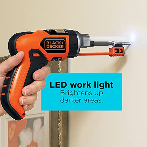 BLACK+DECKER 4V MAX Cordless Screwdriver with Screw Holder, SmartSelect