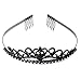 Wedding Bridal Black Rhinestone Tiara Crown Comb Hair Clips Headband for Women Accessory Christmas Halloween Party