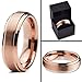 Tungsten Wedding Band Ring 6mm Men Women Comfort Fit 18k Rose Gold Step Bevel Edge Brushed Polished Size 8.5