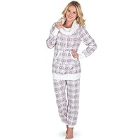 PajamaGram Soft Fleece Pajamas Women - Pajamas for Women, Pink, L, 12-14