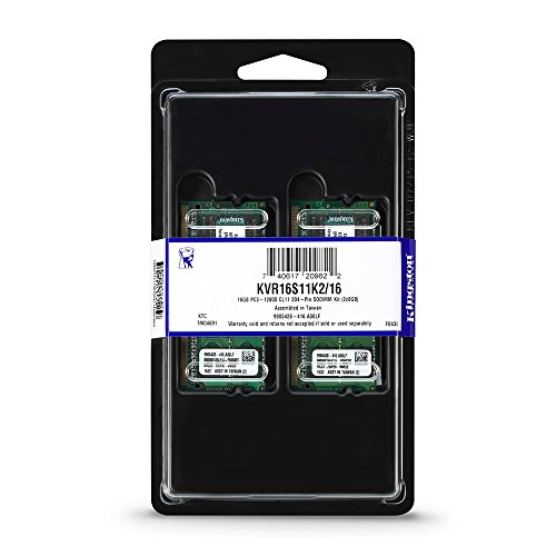 ValueRAM 16GB Kit (2x8GB) 1600MHz DDR3 PC3-12800 Non-ECC CL11 SODIMM Notebook Memory KVR16S11K2/16