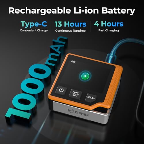 CIGMAN Digital Laser Tape Measure, 80M Laser Measure Device with LCD Backlit, Laser Point, Tilt angle measurement, M/In/Ft Unit Switch, Elect Level Bubble, Rechargeable 1000mAh Battery