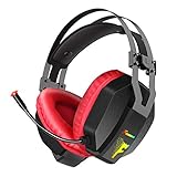 Gaming Headset for PS4, Xbox One, PC, Nintendo Switch, Foxnovo Over Ear Headphones Noise Cancelling with Microphone, RGB Led, Bass Surround Sound, Volume Control, Soft Padding Memory Earmuffs