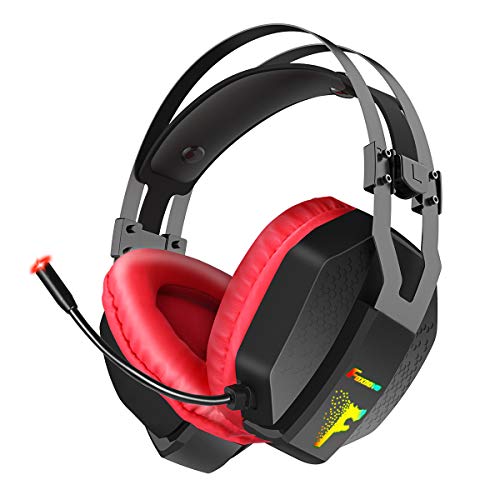 Gaming Headset for PS4, Xbox One, PC, Nintendo Switch, Foxnovo Over Ear Headphones Noise Cancelling with Microphone, RGB Led, Bass Surround Sound, Volume Control, Soft Padding Memory Earmuffs Gaming Headset for PS4, Xbox One, PC, Nintendo Switch, Foxnovo Over Ear Headphones Noise Cancelling with Microphone, RGB Led, Bass Surround Sound, Volume Control, Soft Padding Memory Earmuffs