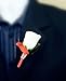 Angel Isabella Boutonniere - White Rose Coral Petal Coral Stem Bling