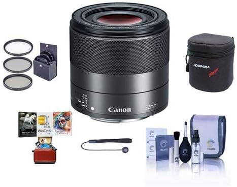 Canon EF-M 32mm f/1.4 STM Lens, Bundle with ProOptic 43mm Filter Kit, Cleaning Kit, Lens Pouch, Lens Cap Tether, Mac Software Kit