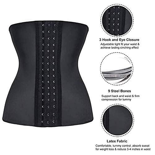 FeelinGirl Damen Korsage mit 9 Stahlknochen Korsett Shapewear Waist Cincher Latex Taillenmieder Unterbrust Cincher… – Bild 4