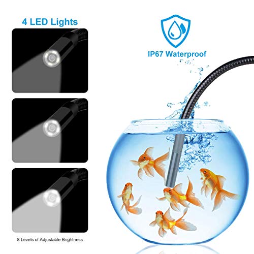 Dericam Borescope Inspection Camera - Endoscope Camera with 8mm Camera - IP67 Waterproof for Use in Home Pipe, Car, Air Vent, Wall Inspection