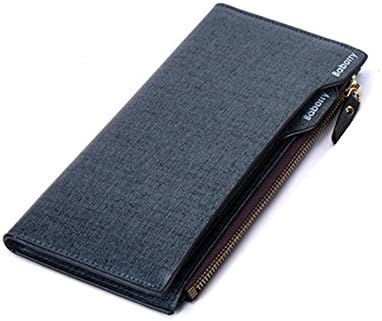 Men 's long wallet multi - functional zipper clutch (blue)