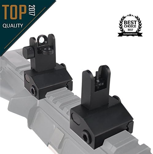Hojan Outdoor Sports Reinforced Low-Profile Flip-Up Tactical Backup Sights BUIS Picatinny Mount AR M4 Pattern Flat-top Co-Witness Sights Target Accessories