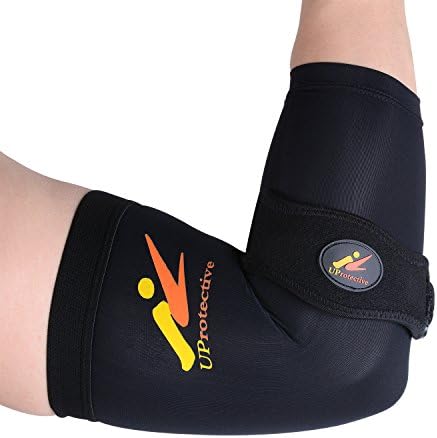 UProtective Elbow Brace with Highest Copper Material Compression Relieve Pain Support for Workouts Sports Tendonitis Tennis Golf Content Elbow Strap &amp; Elbow Sleeve 2 in 1 (XX-Large)