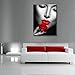 Large Black and White Women Red Lip And Rose Print Canvas Art Lady Lip Paintings For Bedroom Bathroom Framed and Stretched Ready to Hang 24