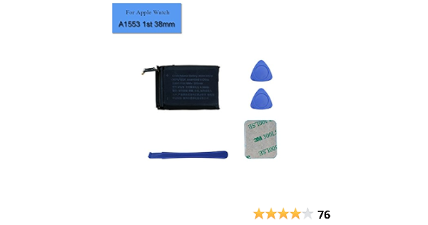 for Apple Watch 1st Generation 38mm A1553 Replacement Battery A1578 205mAh  0.78Whr 3.8V + Adhesive\u0026Tools : Cell Phones \u0026 Accessories