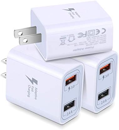 USB Wall Charger, Costyle 3 Pack 30W Dual 2 Ports Adaptive Fast Charging Power Adapter (Quick Charge 3.0 & 5V 2.4A) Compatible for iPhone 11 XR X 8 Plus, Samsung Note 9 8,HTC 11 10,Tablet(White)