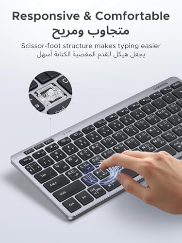 UGREEN Slim Silent Wireless Keyboard, Bluetooth5.3+2.4G, Long Battery Life, 78-Key Compact Portable Keyboard, 4°-9° Adjustable Stand, for office/home/travel, for Mac, iPad, Windows, Android
