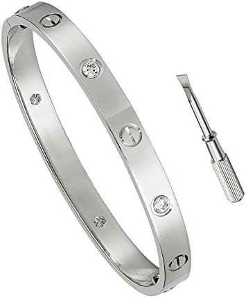Katty Stainless Steel Designer Inspired Screw Head Oval Bangle Bracelet for Men &amp; Women